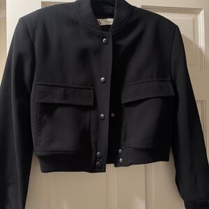 Elegant Women's Black Bomber Jacket